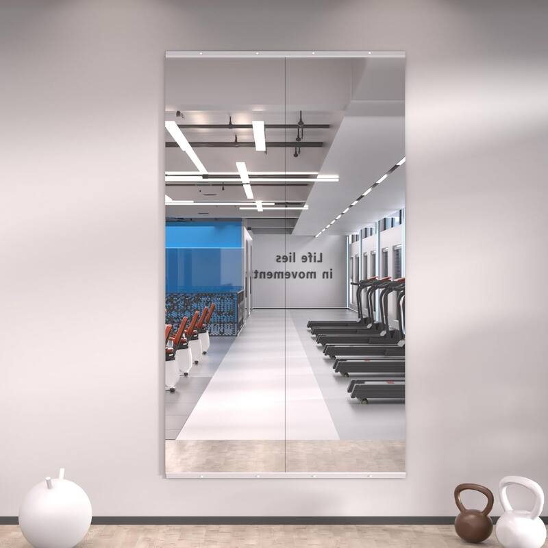 Full Length Tempered Glass Mirror - Rectangular Wall Mirror for Yoga, Gym & Dance Studio(Set of 2/3) - 56" x 16"-2PCS