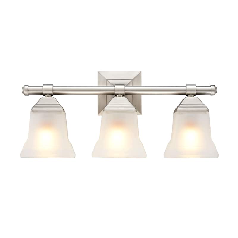 3-Light Dimmable Brushed Nickel Vanity Light Fixture - Frosted Milk Glass