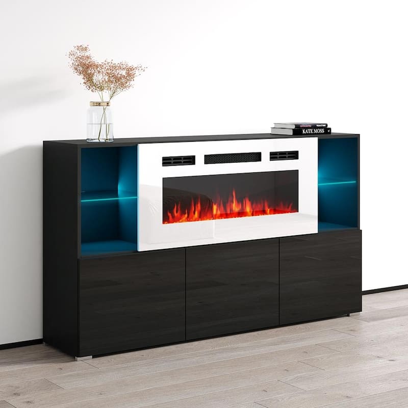 Komi WH03 63-inch Modern Electric Fireplace Sideboard