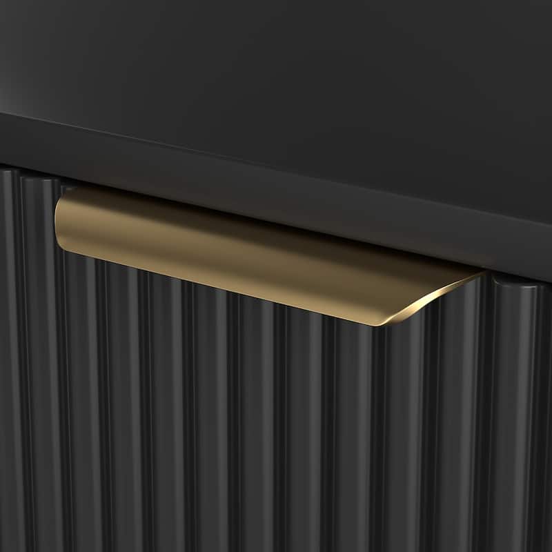 Meyreso Modern Boho Wave Wood Dresser, Wide Storage Cabinet