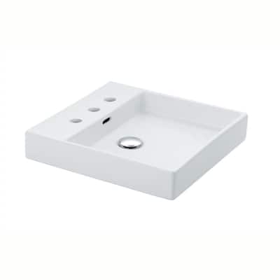 WS Bath Collections 18" Ceramic Wall Mounted Bathroom Sink with Three