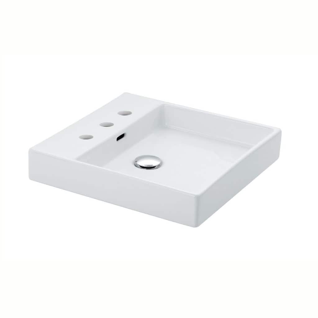 WS Bath Collections 18" Ceramic Wall Mounted Bathroom Sink with Three