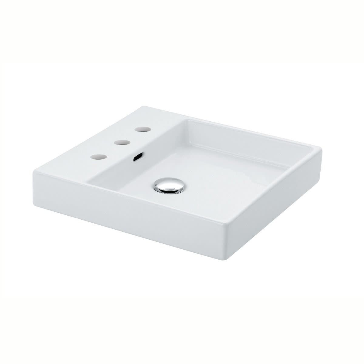 WS Bath Collections 18" Ceramic Wall Mounted Bathroom Sink with Three
