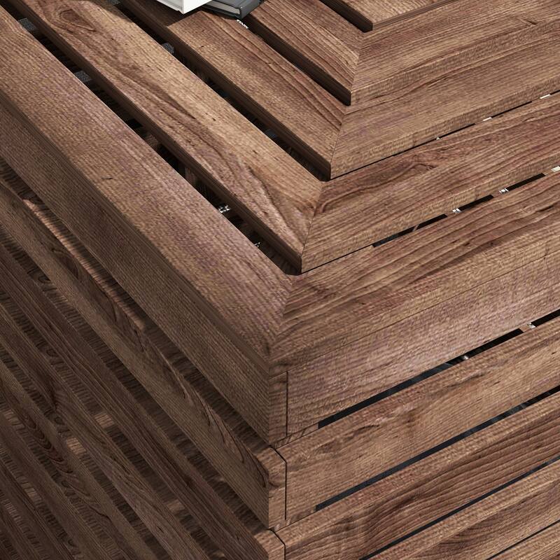 Outsunny 2-in-1 Outdoor Storage Box for Umbrella Base, Coffee End Table, Wooden Patio Umbrella Stand Table