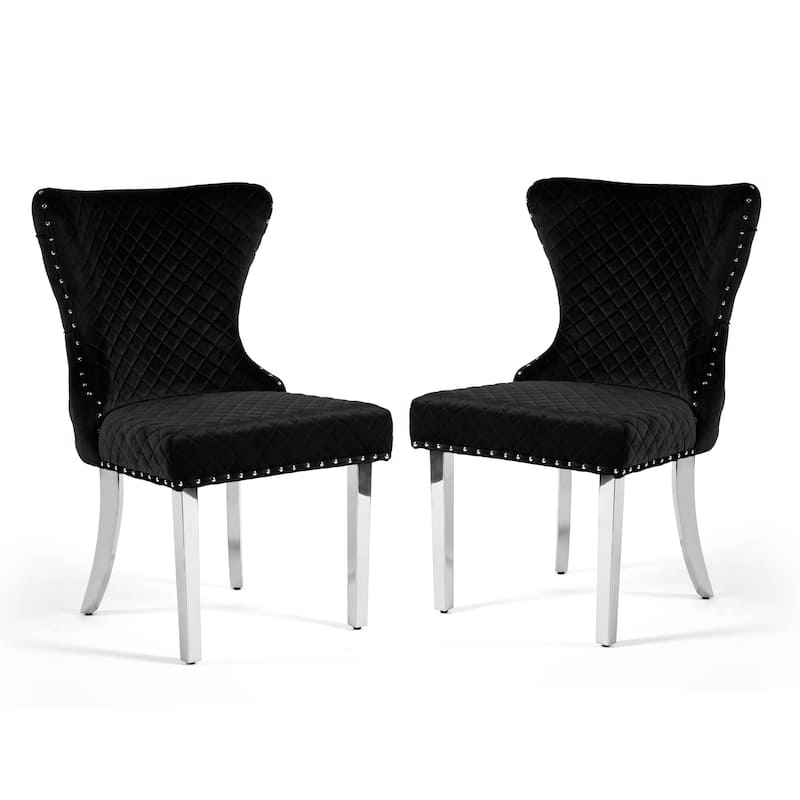 Furniture of America Thaddeus Glam Fabric Dining Chair with Nailhead Trim (Set of 2)