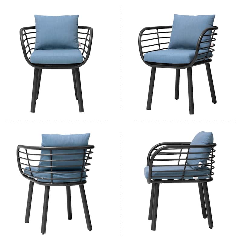 Outdoor Patio Aluminum Dining Chairs with Sunbrella Fabric Cushion - see picture