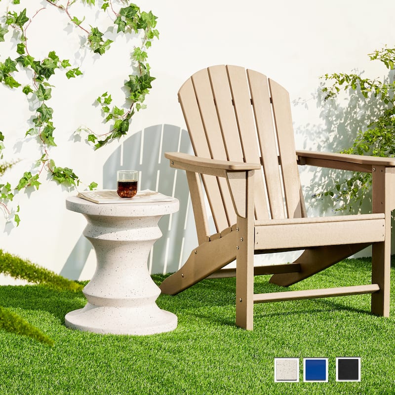 Glitzhome 18"H MGO Black Chess Garden Stool Outdoor Table