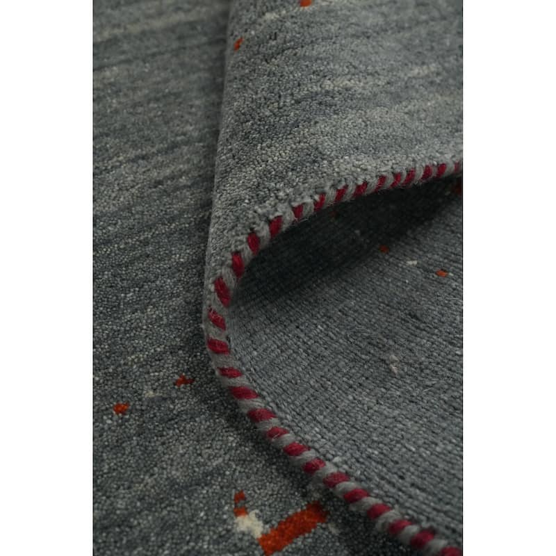 Hand Knotted Oriental 100% Wool Carpet Tribal Animal Pictorial Greys & Charcoal Gabbeh Area Rug - 8' 8'' X 5' 10''