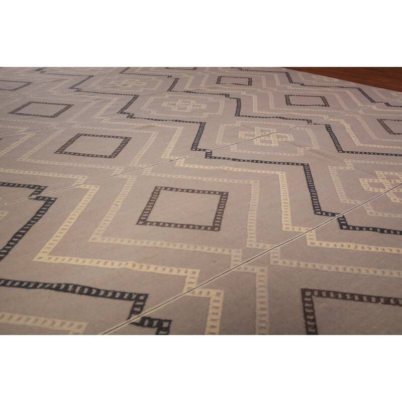 Geometric Kilim Durrie Oriental Large Area Rug Cotton Carpet - 10'7" x 19'4"