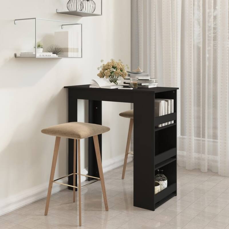 vidaXL Bar Table Kitchen Pub Bistro Table with Storage Rack Engineered Wood - 40.2" x 19.7" x 40.7"