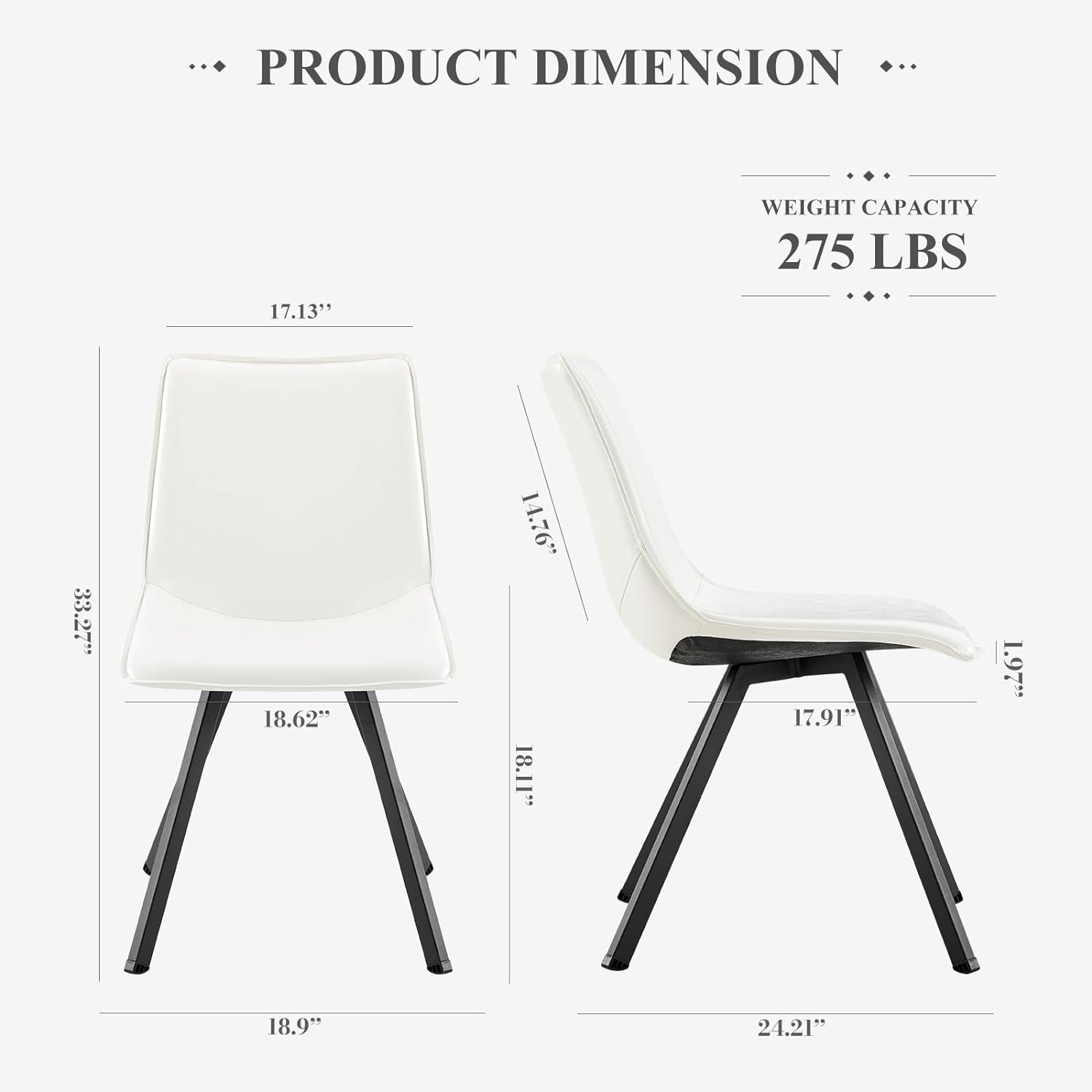 PU Leather Dining Chairs Set of( 2/4/6), High Back Modern Upholstered Dining Room Kitchen Side Chair with Metal Legs