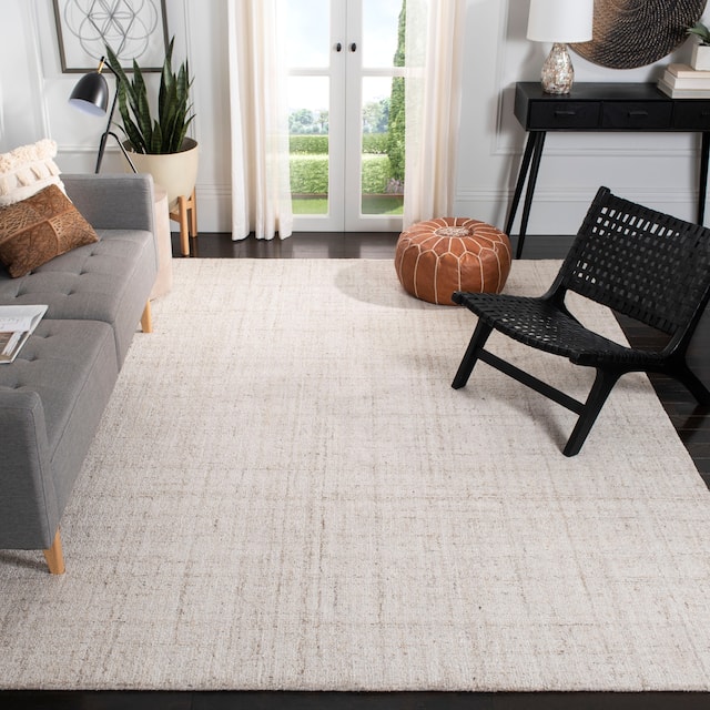 SAFAVIEH Handmade Abstract Nettie Modern Viscose Rug - 8' x 8' Square - Ivory/Beige