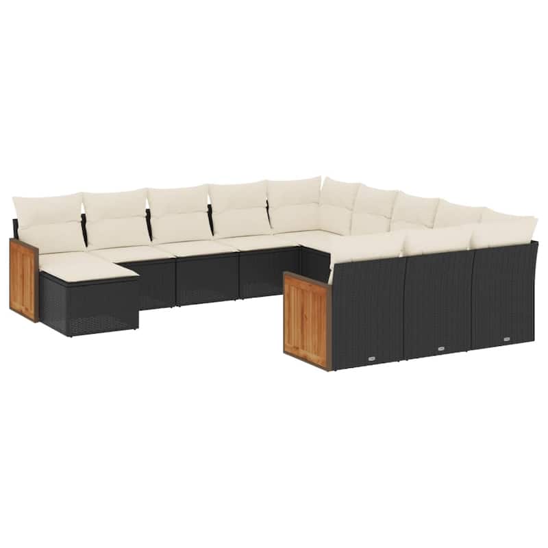 vidaXL Garden Sofa Set Black - 21.7 x 21.7 x 14.6