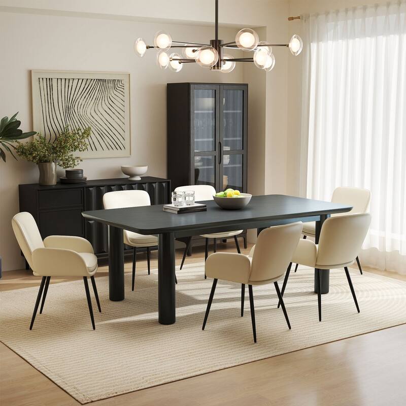 Set of 2 Cat-Scratch Resistant Dining Chairs with Gold Metal Legs - White - Set of 6