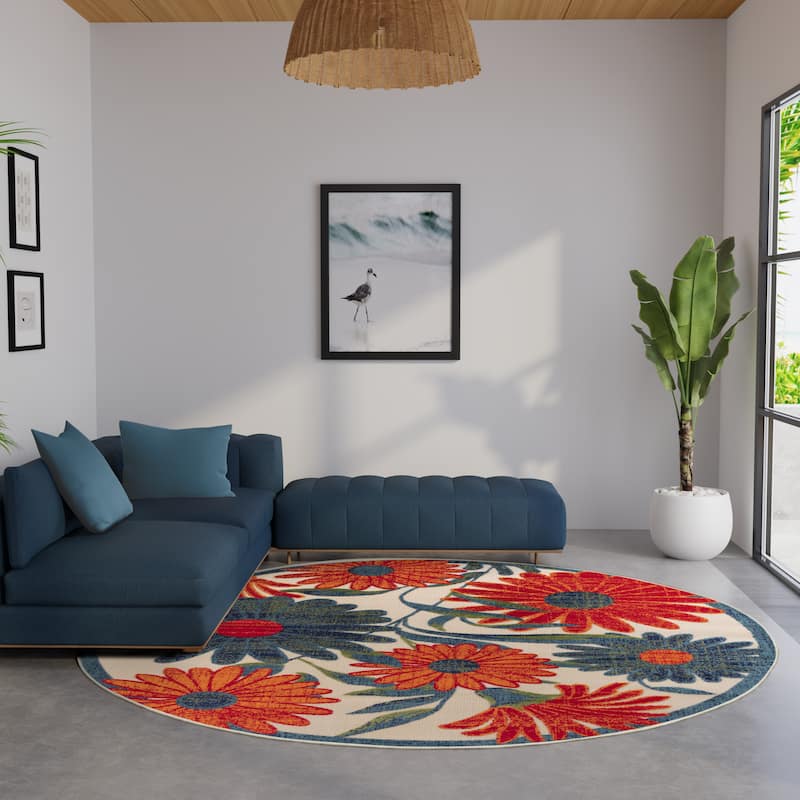 Nourison Alice Indoor/Outdoor Floral Area Rug.
