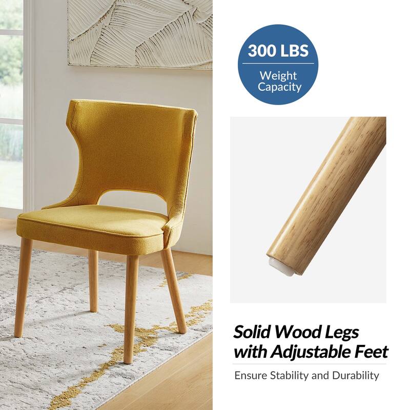 Rita Mid-century Modern Dining Chair with Solid Wood Legs Set of 6 by HULALA HOME