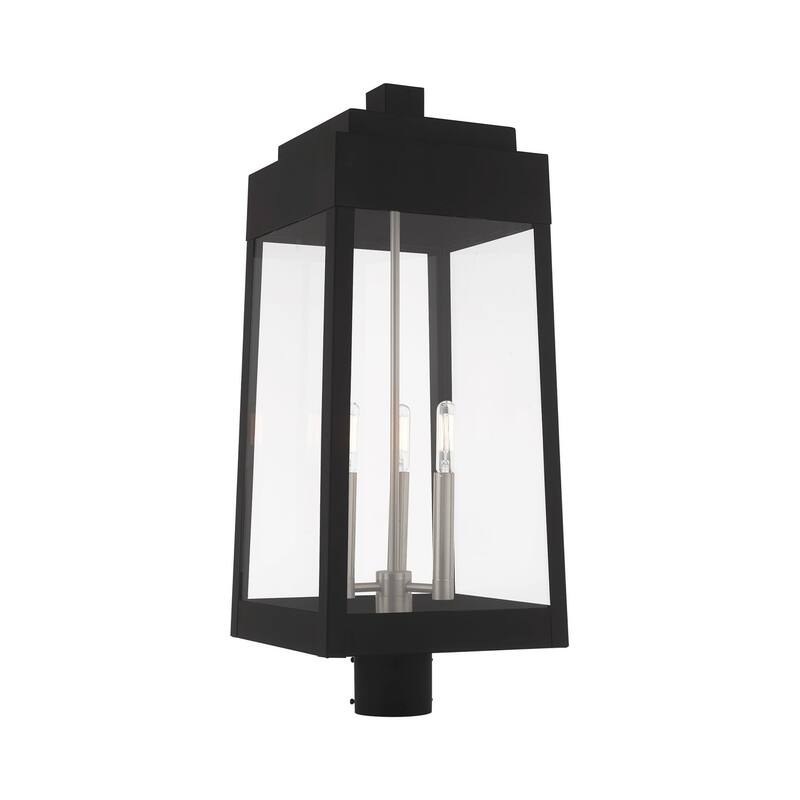 Livex Lighting Oslo 3 Light 25" Tall Outdoor Single Head Post Light - Black