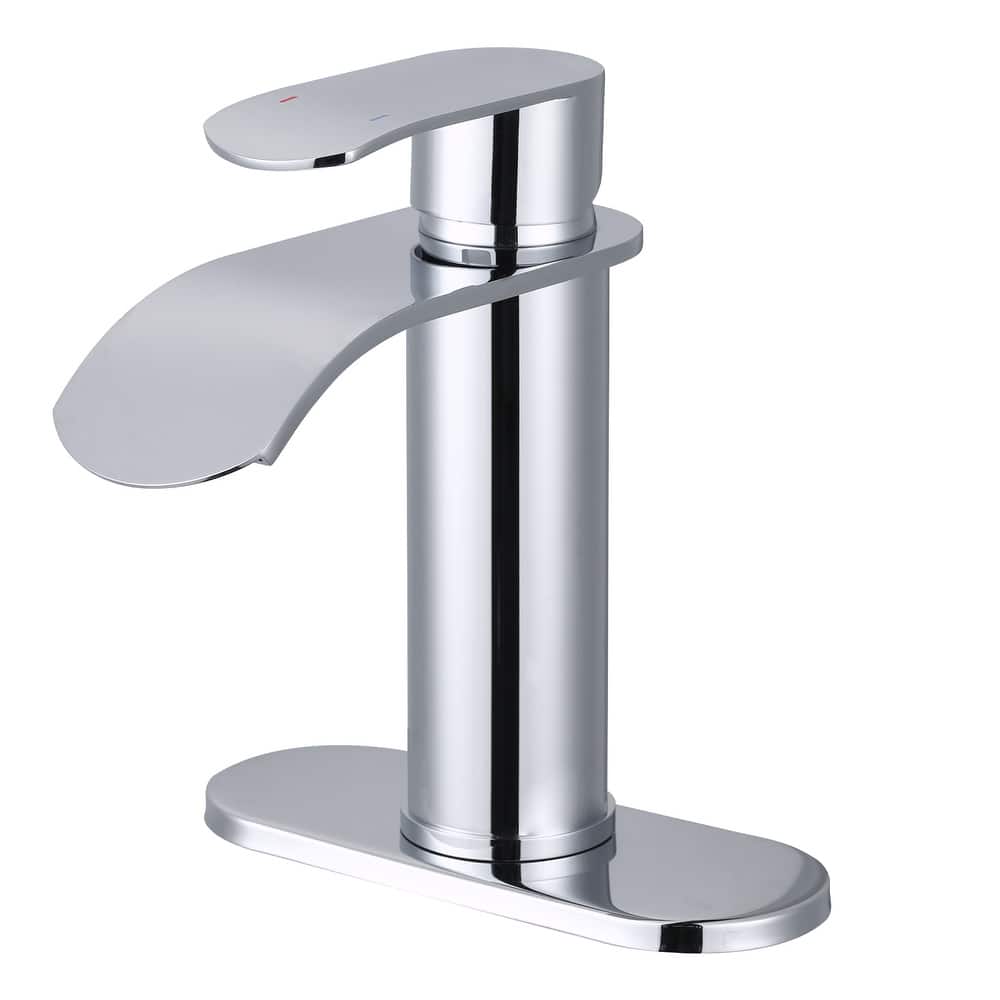 WOWOW Water Fall Bathroom Faucet with Deckplate Included