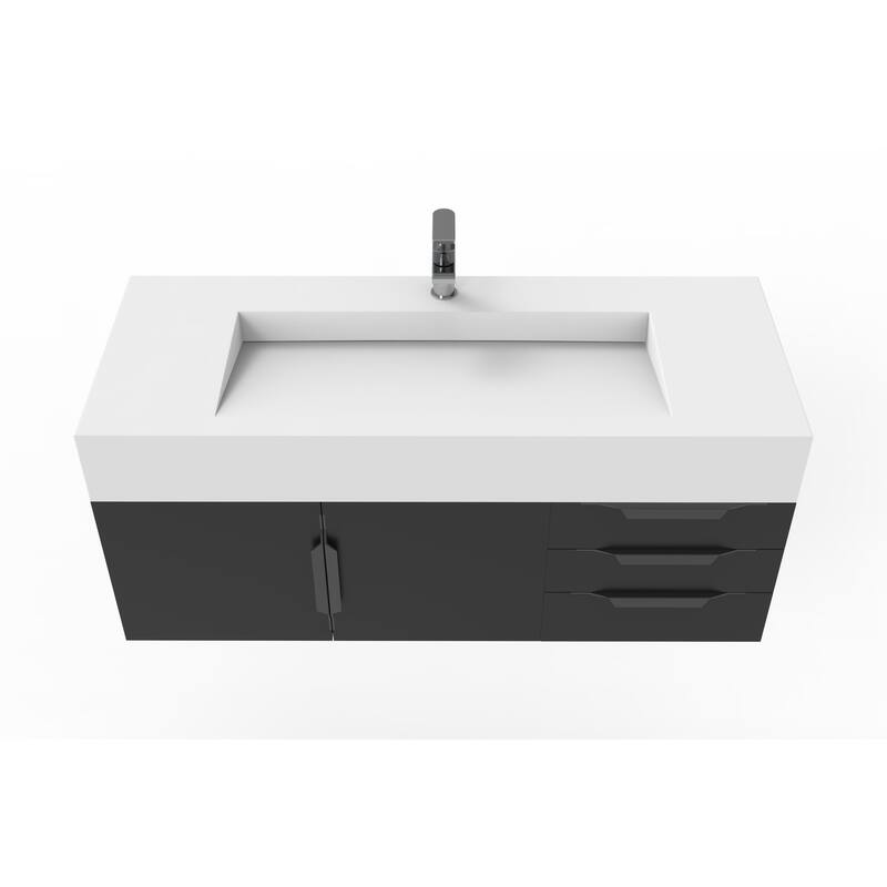 Nile 48" Wall Mounted Bathroom Vanity Set w/ White Top