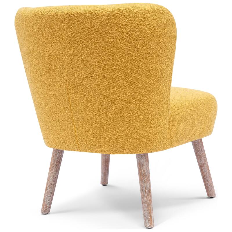 Boucle Polyester Upholstered Armless Accent Chair - Stain Resistant (Set of 2)