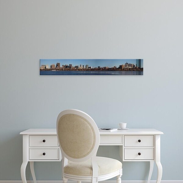 Easy Art Prints Panoramic Image 'Boston Skyline in winter on half frozen Charles River, Massachusetts' Canvas Art