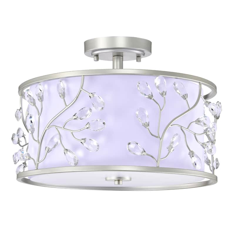 Lala Crystal Semi Flush Mount Ceiling Light Satin Silver Finish 3-Light - N/A