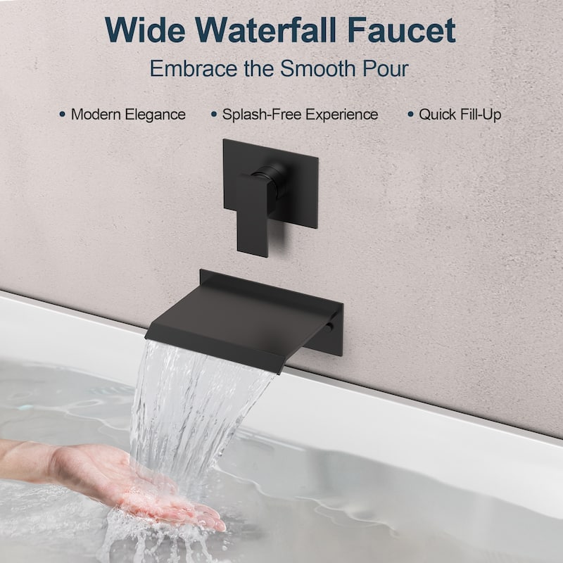 GRANDJOY Wall-Mount Waterfall Bathtub Faucets Single Handle Shower Faucets