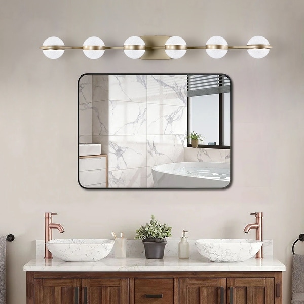 Modern Minimalist Bathroom Vanity Light LED 6 Bulb Acrylic Shades Wall Mounted Decorative Lighting Fixture Champagne Gold Golden