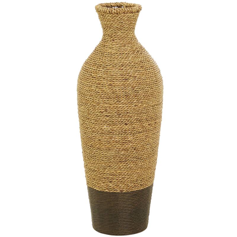 Seagrass Handmade Tall Woven Floor Vase - Brown - Roche River Decor