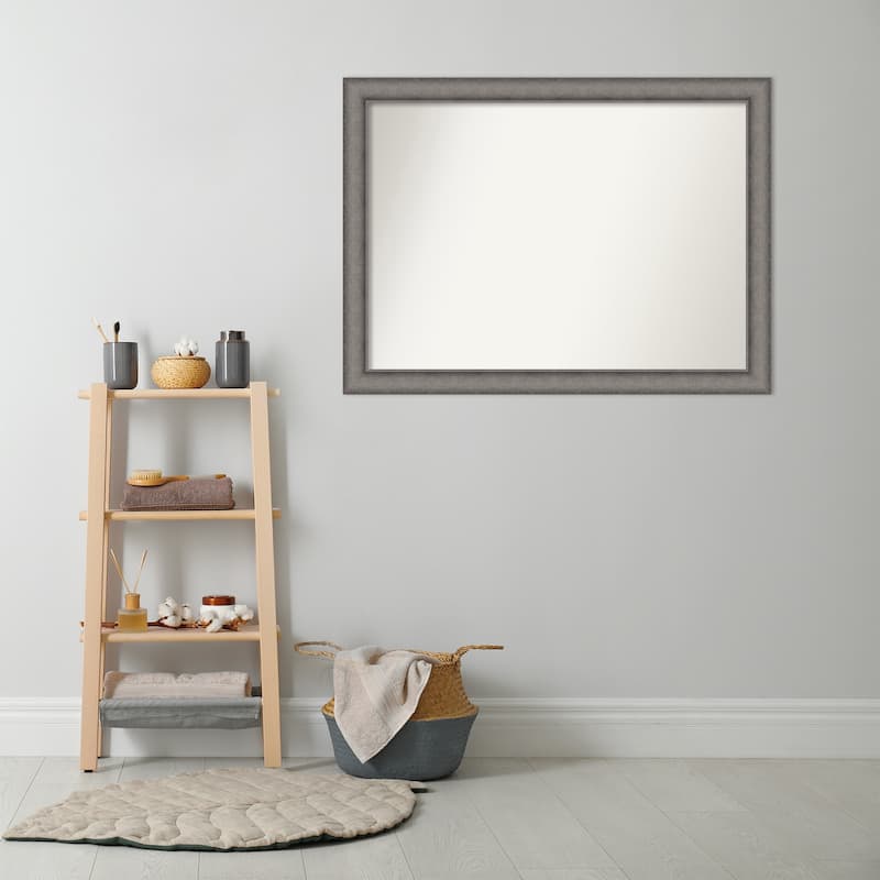 Burnished Concrete Non-Beveled Wood Framed Bathroom Vanity Wall Mirror - Burnished Concrete