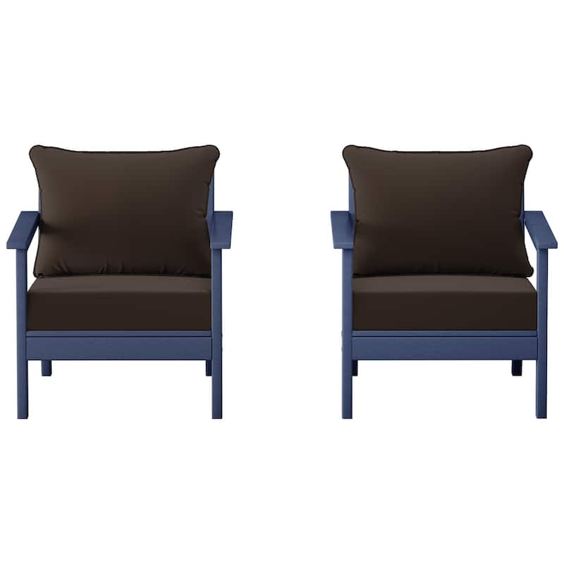 Birchwood All Weather HDPE Outdoor Patio Navy Blue Deep Seating Conversation Set With Cushions (2-Piece)