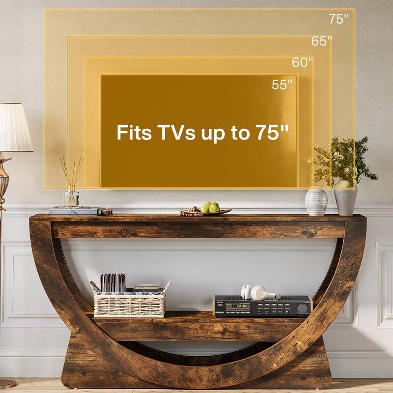 Farmhouse Media TV Console Table for Living Room, Bedroom