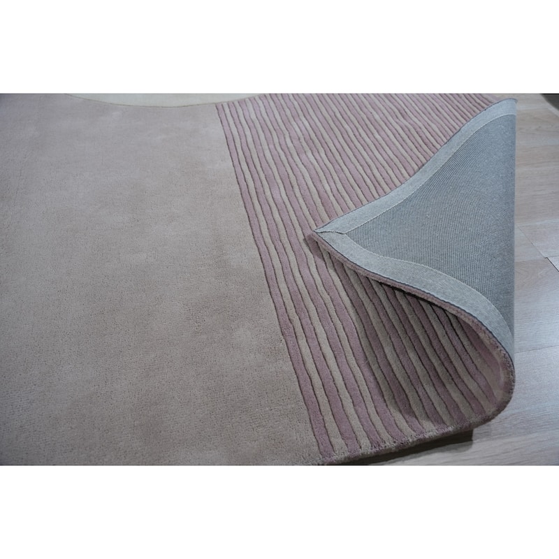 Home Decor Pink Hand-Tufted Wool Modern Rug by EORC Stylish and Vibrant Area Rug for Adding a Contemporary Touch to Your Living