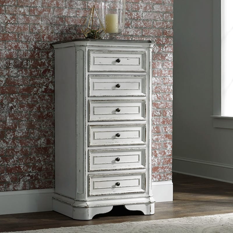 Magnolia Manor Antique White Weathered Bark Lingerie Chest - Antique White - 6-drawer