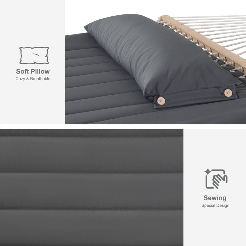 Double Spreader Bar Hammock With 13.5 ft. Wooden Stand - 162*55.1*48.8