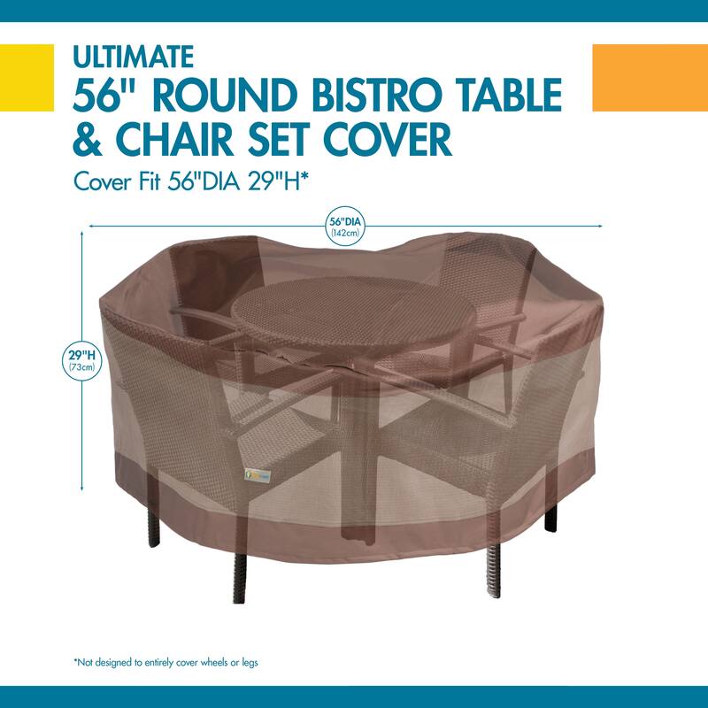 Duck Covers Ultimate Round Table and Chair Set Cover 96in W - 56"L x 56"D x 29"H