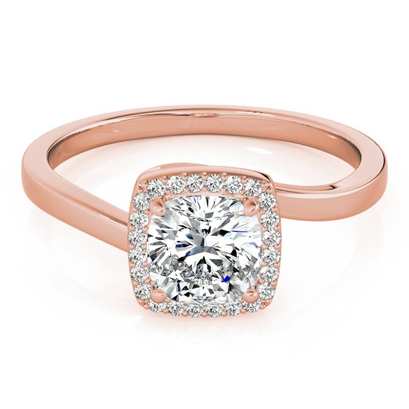 Auriya 14k Rose Gold Lab Grown Cushion Diamond Halo Engagement Ring 0.50 to 5.00 ct. tw. (F-G VS)
