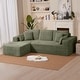preview thumbnail 17 of 48, 102.76" Corduroy Cloudy L Shaped Sofa with Headrests