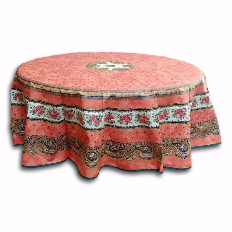 Wipeable Spill Resistant Provencal Cotton Cannes Collection Tablecloth