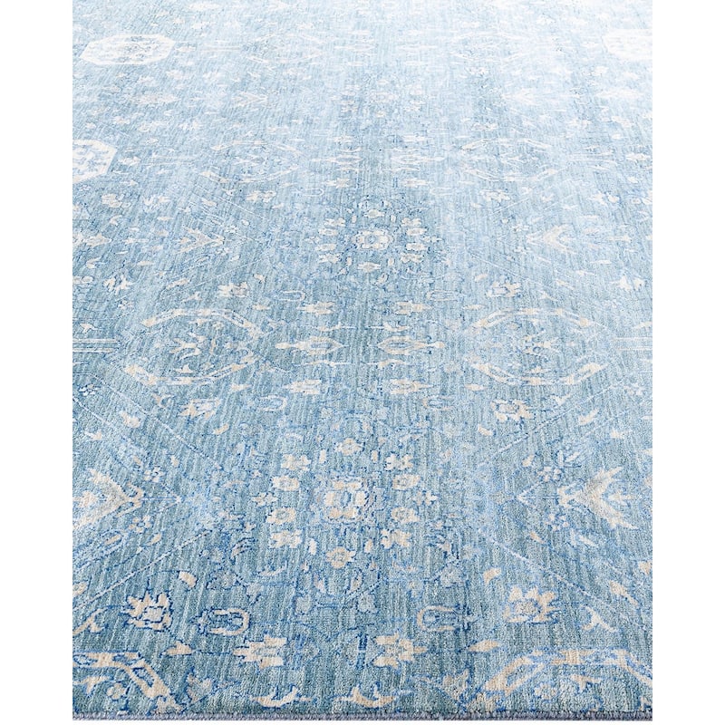 Ikat One-of-a-Kind Hand-Knotted Area Rug, Blue - 9' 0" x 12' 4"