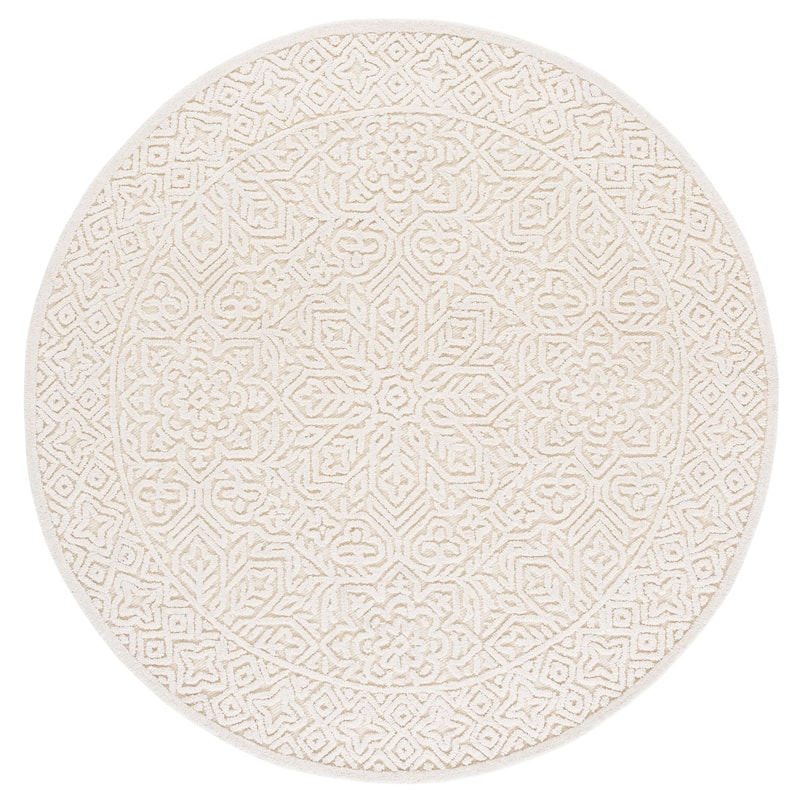 SAFAVIEH Handmade Textural Stefania Wool Rug - 6' Round - Ivory