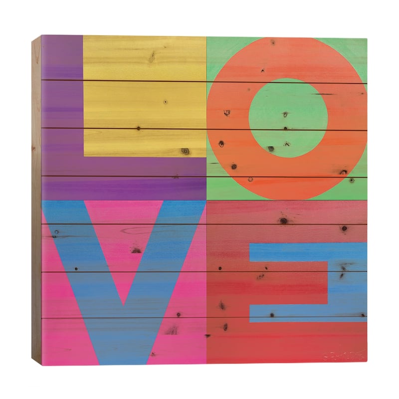 Love Print On Wood by Alla GrAnde - Multi-Color - 26x26x1.5