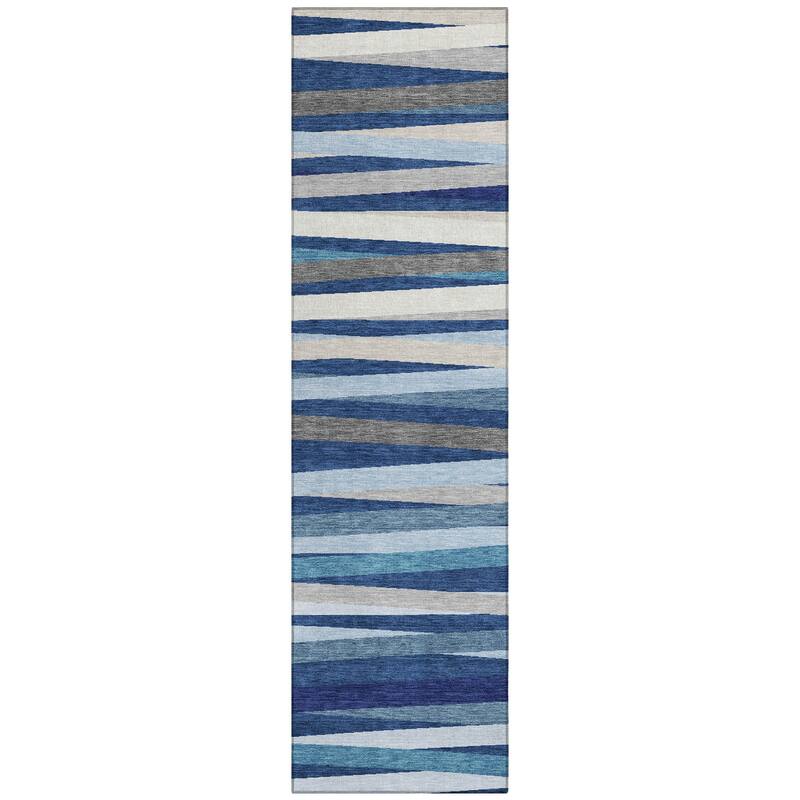 Machine Washable Indoor/ Outdoor Modern Stripes Chantille Rug