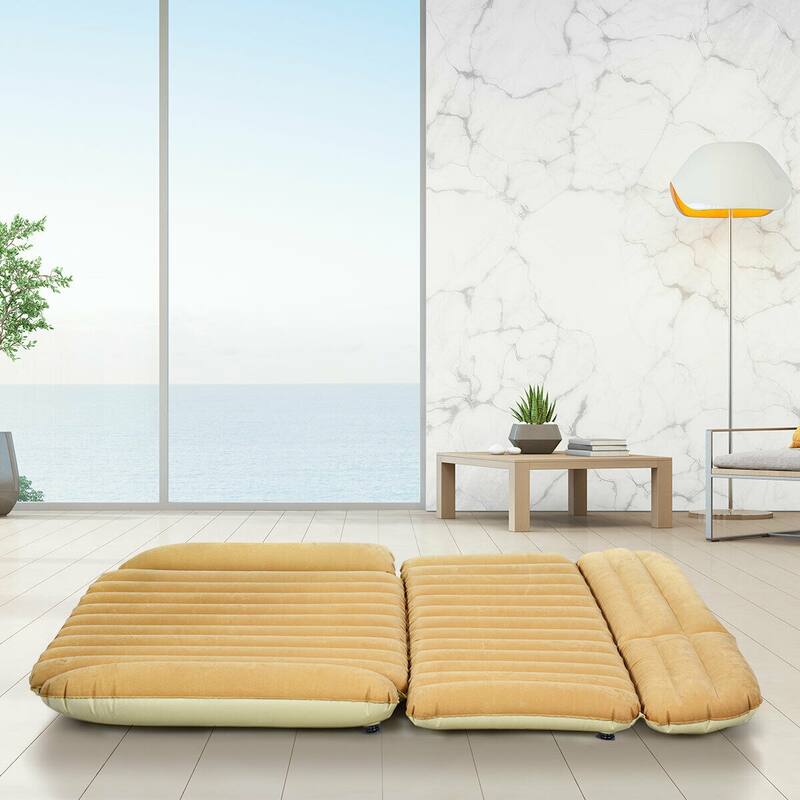 Camel Inflatable Car Mattress with Rapid Inflation and Waterproof Flocked Surface Camping and Travel