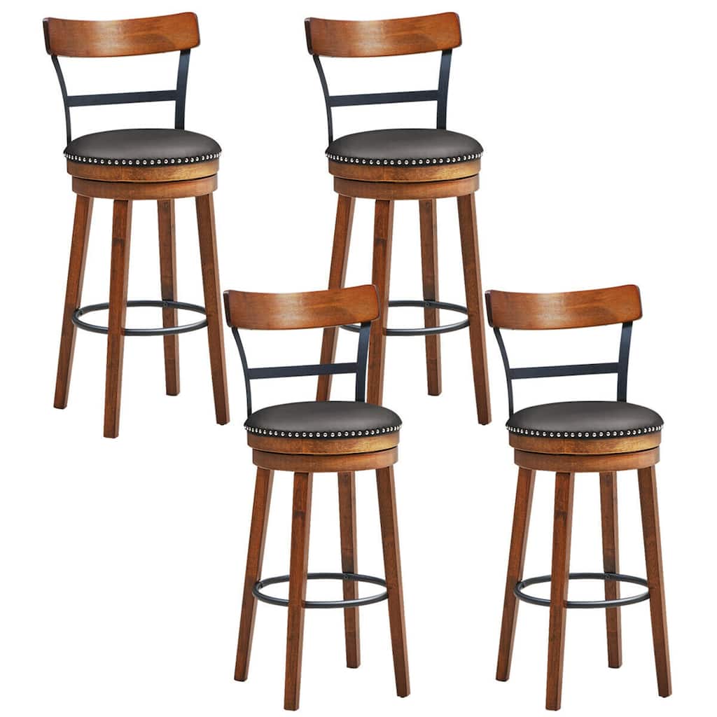 Gymax Set of 4 BarStool 30.5'' Swivel Pub Height Dining Chair with - 18'' (L) x 20.5'' (W) x 43.5'' (H)