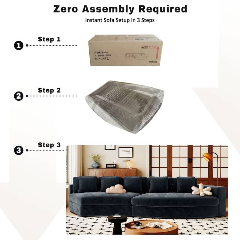 115.7" Modern Upholstered 2-piece Modular Sectional Sofa with 5 Pillows