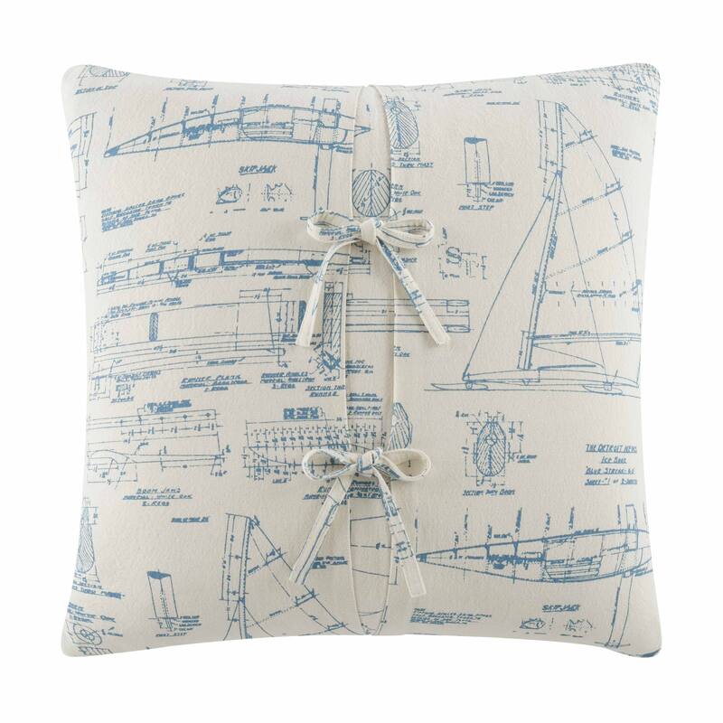 Southern Tide Folly Square Ivory/Blue Decorative Pillow - 20" x 20" - Ivory/Blue