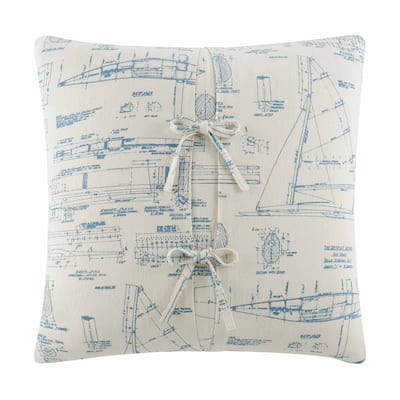 Southern Tide Folly Square Ivory/Blue Decorative Pillow