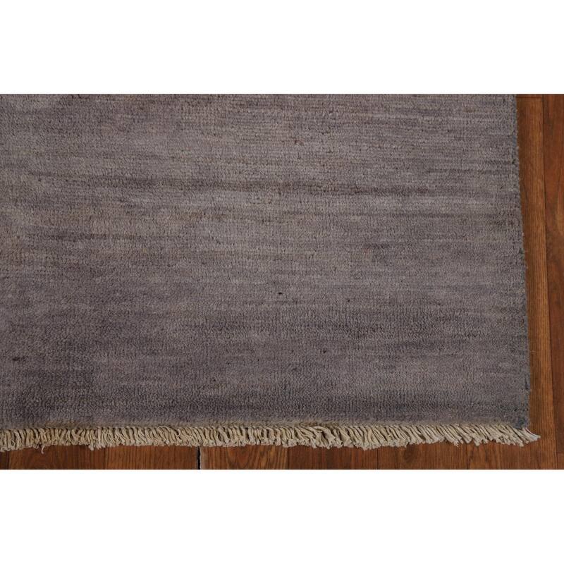 Gabbeh Modern Rug Hand-Knotted Grey Striped Wool Carpet - 3'3" x 4'11"