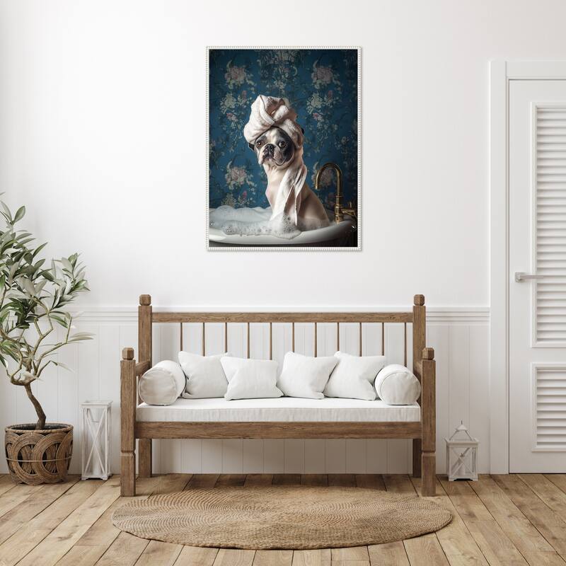 Bubble Bath Bliss by Mowzu Framed Canvas Wall Art